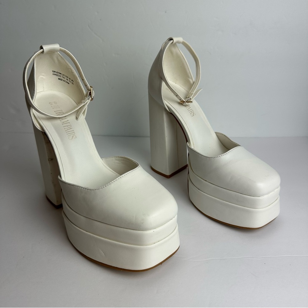 Dream Pairs Platform Heels Women's Size 8.5 EU 40 Shoes Retro Chunky Block Heel